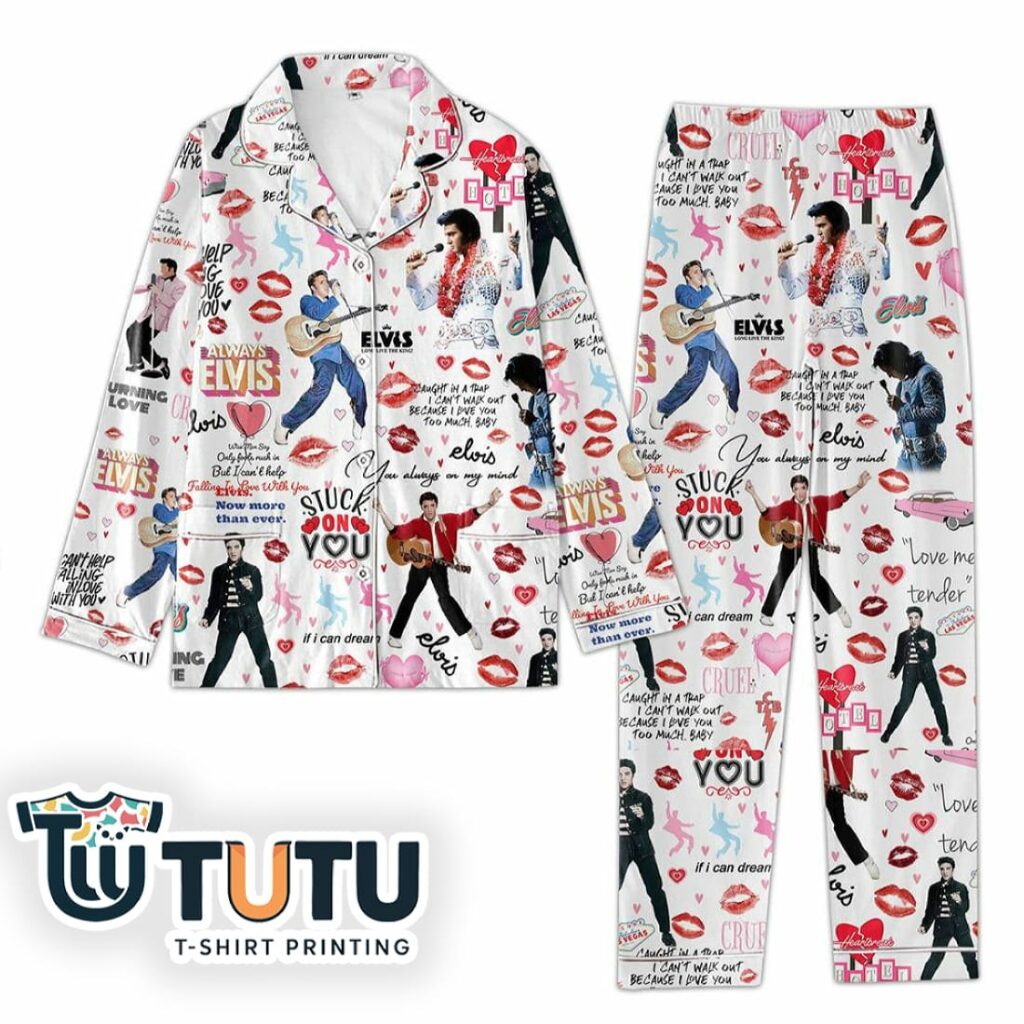 Elvis Presley Always Button Down Pajamas Set 1