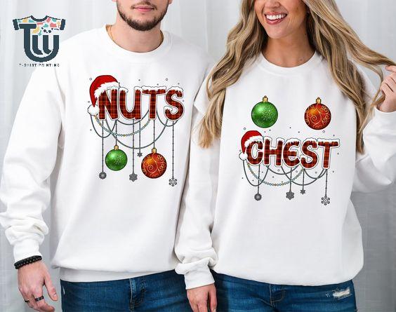 Chest And Nuts Couples Christmas Shirt, Christmas Shirt for couple, Holiday Matching Tee, Chestnuts Christmas T Shirt, Funny Christmas Tees