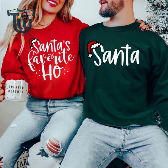 Christmas Couple Santa's Favorite Ho Sweatshirt, Santa Matching Christmas, Xmas Party Couple, Ugly Christmas, Funny Christmas Couple,Holiday