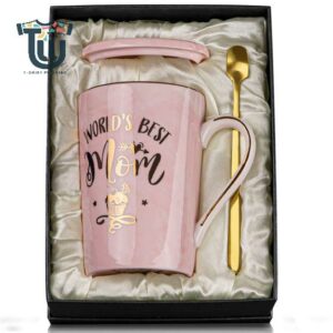 Gifts for Mom Mom Birthday Gifts from Daughter Son Unique Birthday Gifts Ideas for Mom, New Mother, Wife, Women Ceramic Marble World’s Best Mom Coffee Mug Gift Box Printed Gold 14 oz Pink